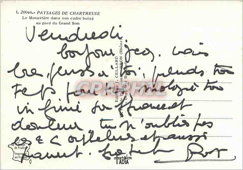 Chartreuse — Le Monastère dans son cadre boisé au pied du Grand Som — Éditions I. Celliard — Verso