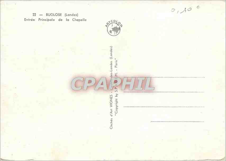 CPM Buglose (Landes) Entree Principale de la Chapelle — Rückseite