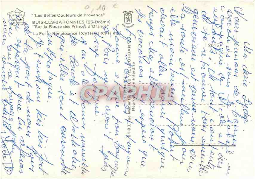 Buis-les-Baronnies — La Porte Renaissance (XVIIe-XVIIIe) — Éditions de la Poste — Verso