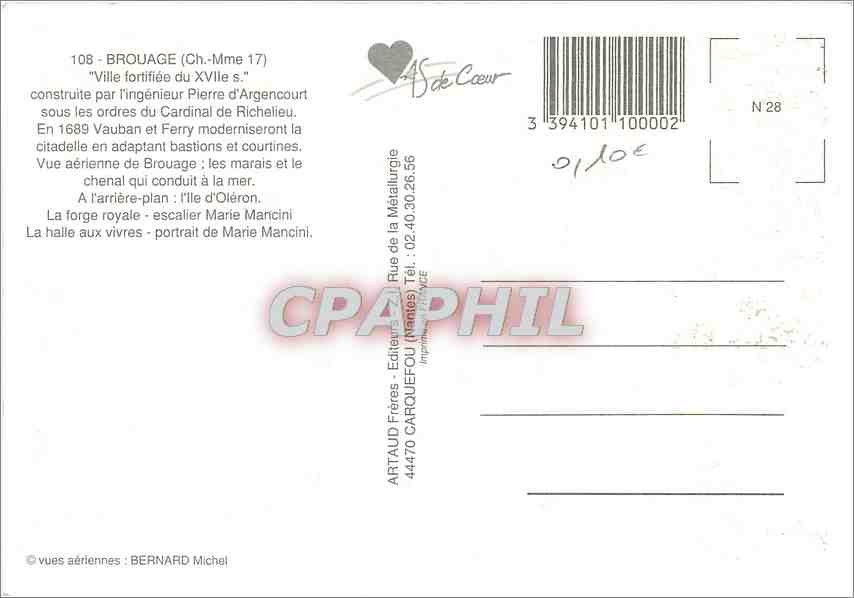 CPM Brouage (Ch Mme) Ville fortifiee du XVIIe s — Rückseite