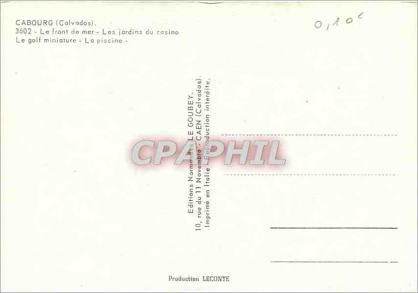 Cabourg — plage des fleurs — Éditeur Emy, n° 3602 — Reverso