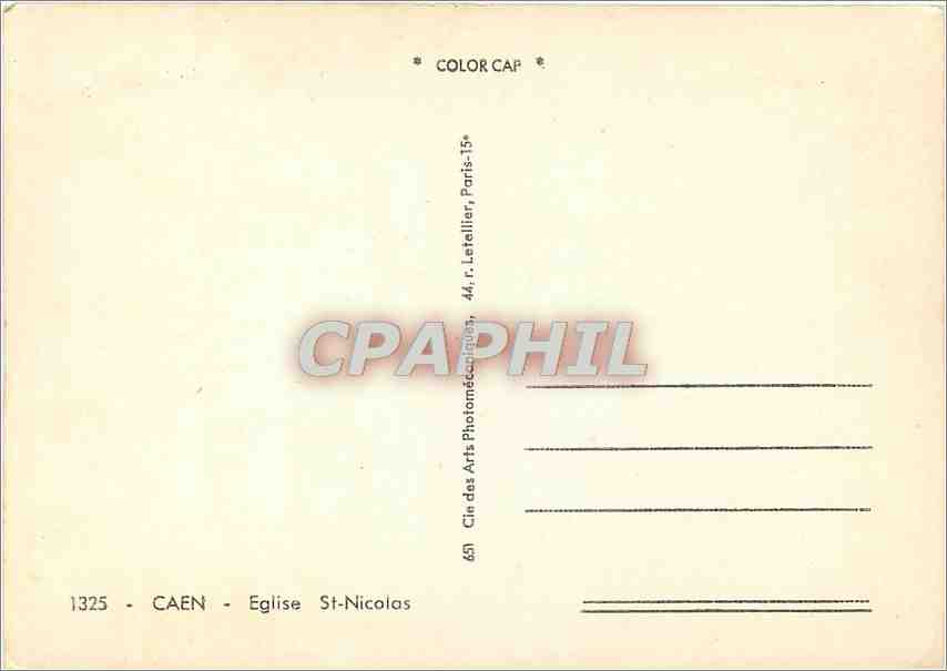 CPM Caen (Calvados) Eglise St Nicolas — Verso