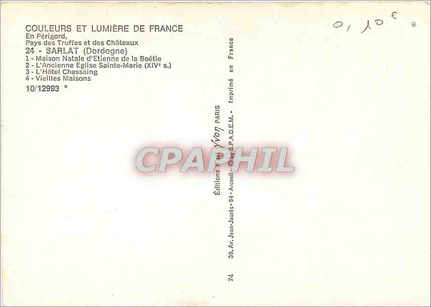 Sarlat — Pays des Truffes et des Châteaux — Éditions Yvon — Achterkant
