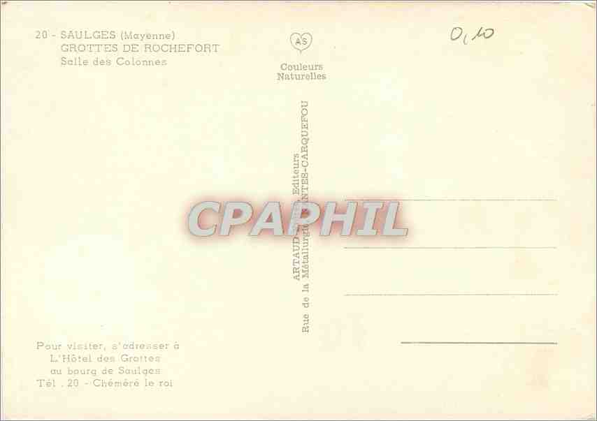 CPM Saulges (Mayenne) Grottes de Rochefort Salle des Colonnes — Back