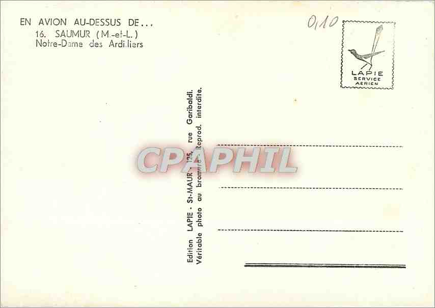 CPM Saumur (Maine et Loire) Notre Dame des Ardiliers — Rückseite