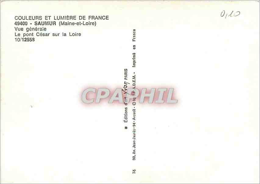 CPM Saumur (Maine et Loire) Vue generale Le Pont Cesar sur la Loire — Rückseite