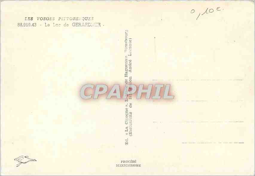 CPM Les Vosges Pittoresques Le Lac de Gerardmer — Verso