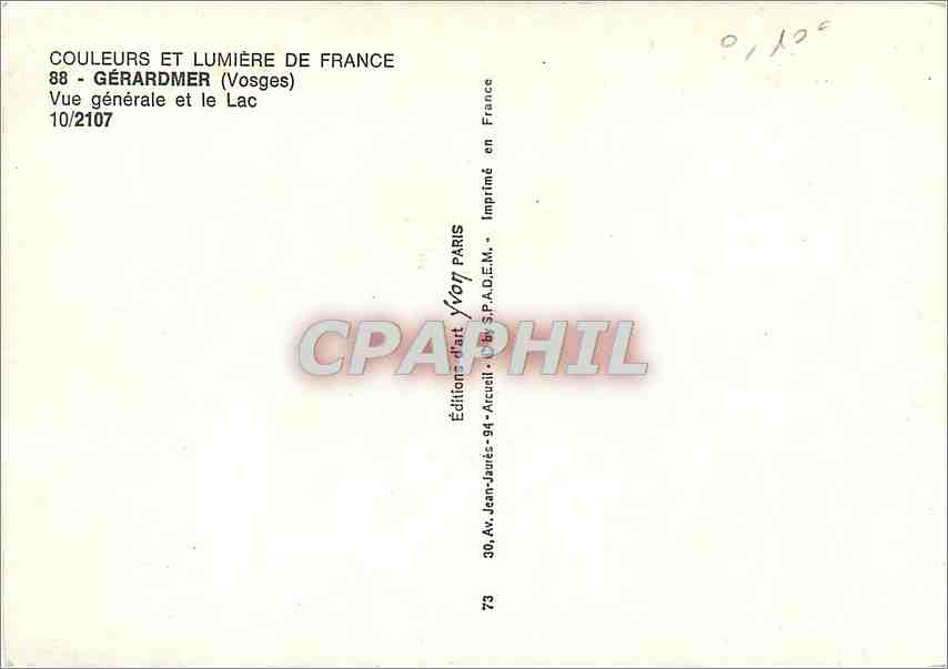 CPM Les Vosges Pittoresques Gerardmer Vue generale et le Lac — Verso