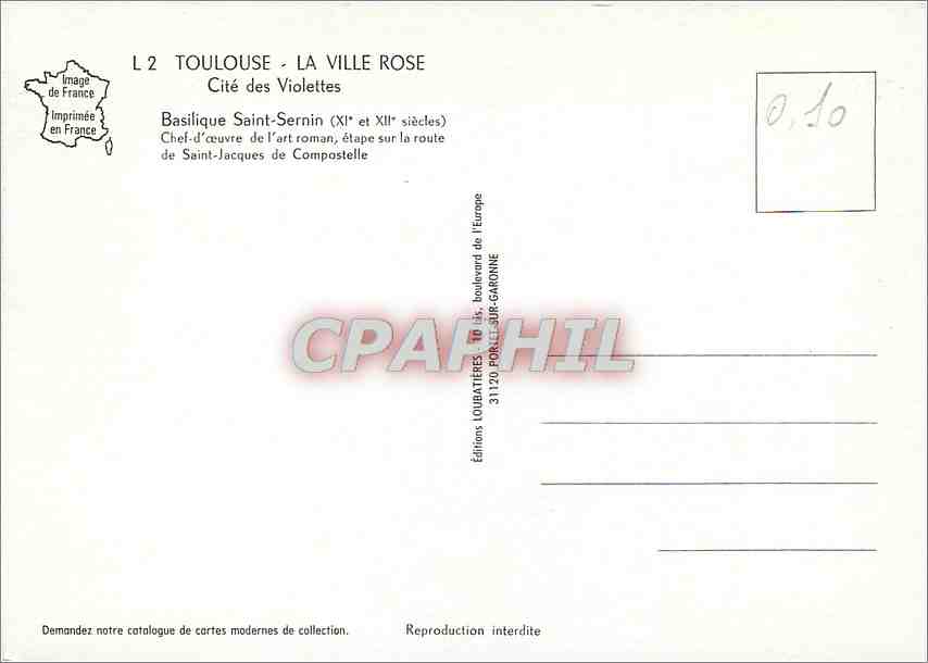 CPM Toulouse La Ville Rose Cite des Violettes — Rückseite