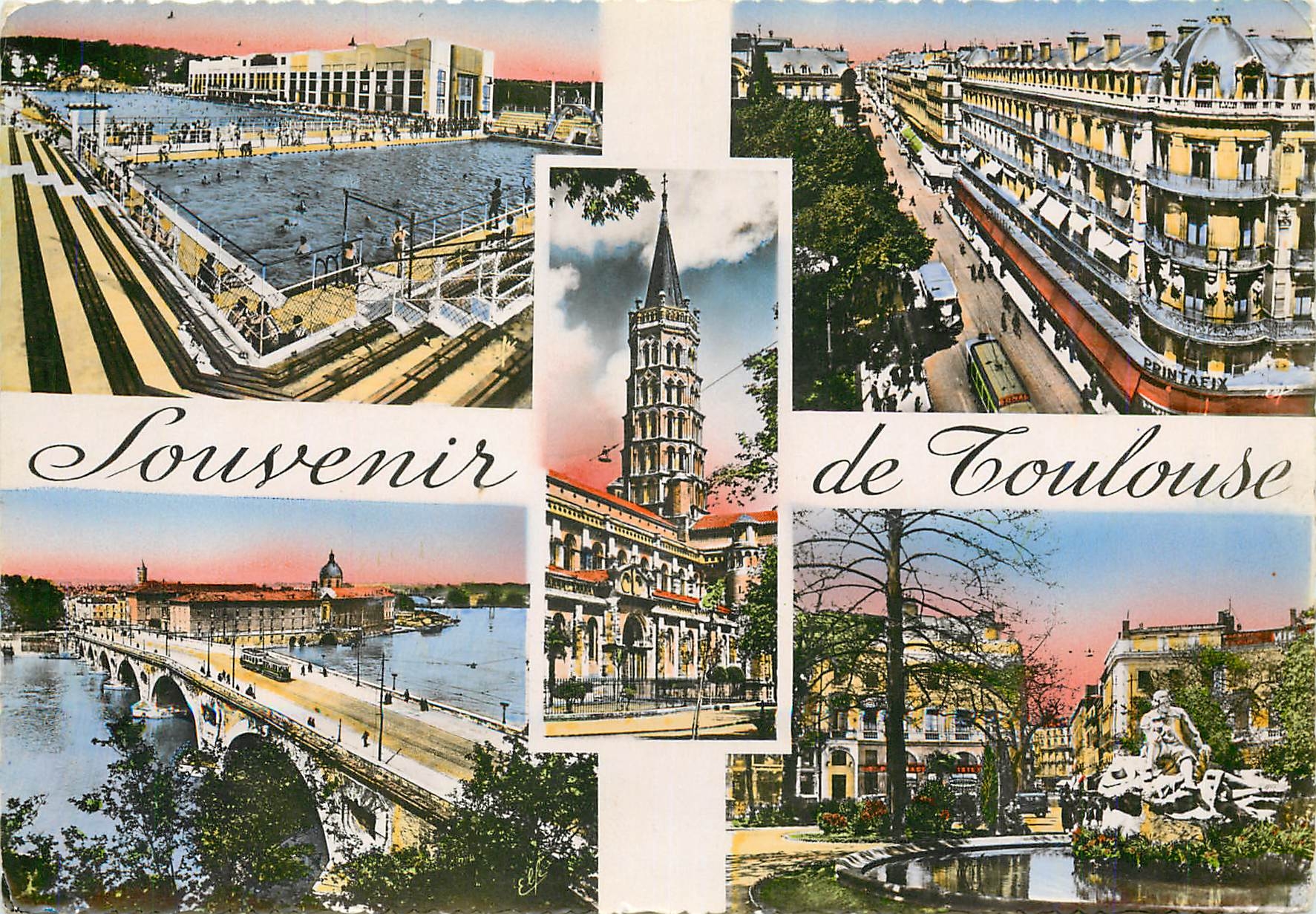 CPM Toulouse La Picsnie St Sernin Rue d'Alsace Pont Neuf Square Roosevelt