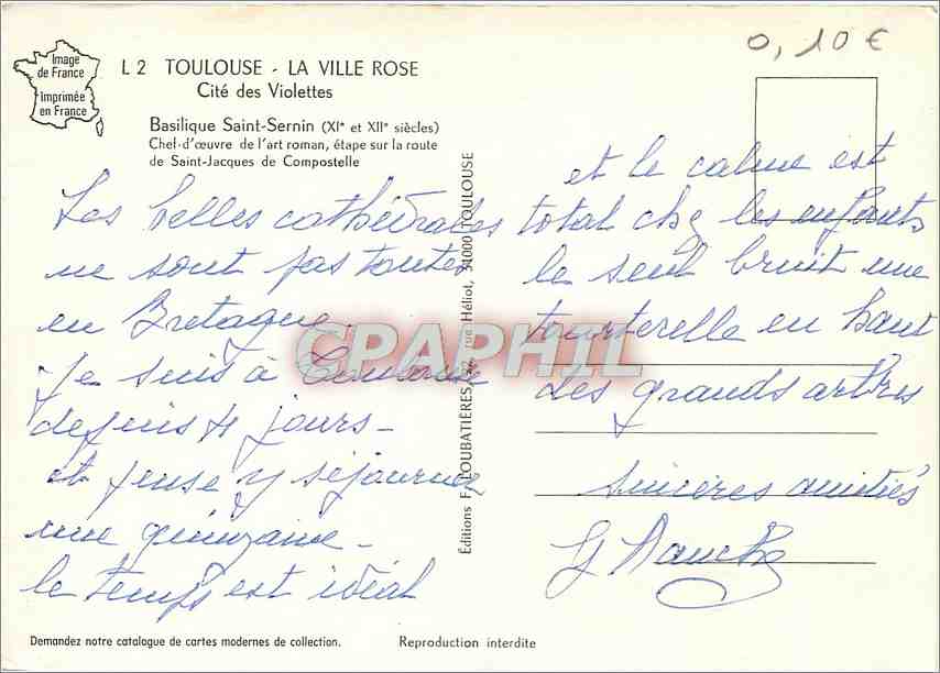 Toulouse - La Ville Rose — Basilique Saint-Sernin (XIe et XIIe siècles) — Éditions F. Doubatieres, n° L 2 — Reverso