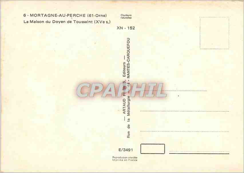 CPM Mortagne au Perche (Orne) La Maison du Doyen de Toussaint (XVe s) — Back