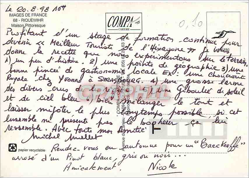 CPM Riquewihr Images de France Maison Pittoresque — Rückseite