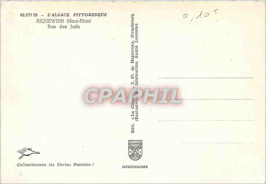 CPM L'Alsace Pittoresque Riquewhr (Haut Rhin) Rue des Juifs — Rückseite