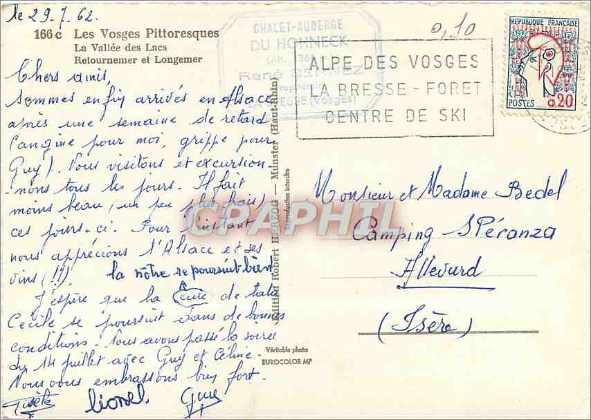 CPM Les Vosges Pittoresques la Vallee des Lacs Retournemer et Longemer — Rückseite
