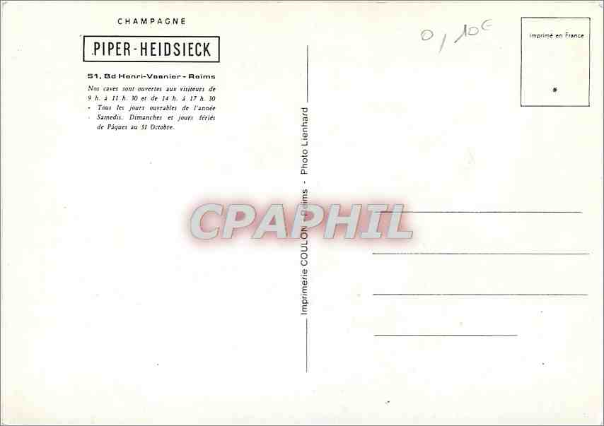 CPM Champagne Piper Heidsieck Bd Henri Vasnier Reims Train — Rückseite