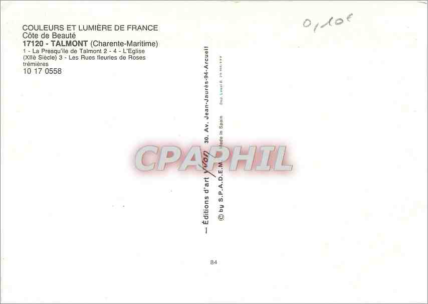 CPM Talmont (Ch Mme) La Presqu'il de Talmont l'Eglise (XIIe s) — Back
