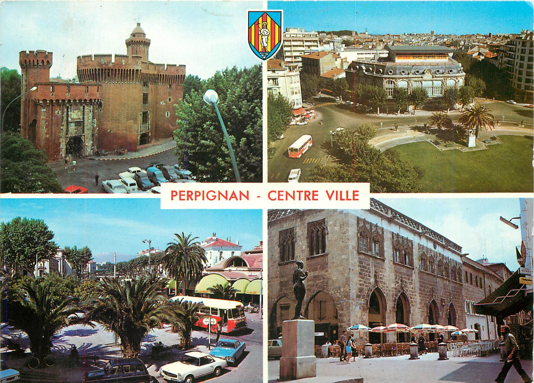 CPM Perpignan Souvenir Le Castiller la Place de Cataligue la Loge le Palmaruim