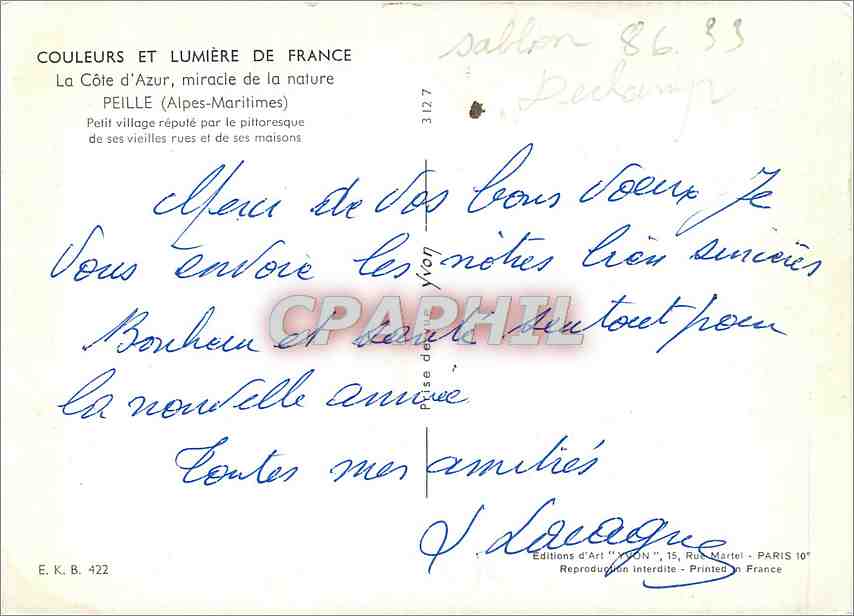 CPM La Cote d'Azur miracle de la nature Feille (A Mmes) Petie village repute par les pittoresque — Rückseite