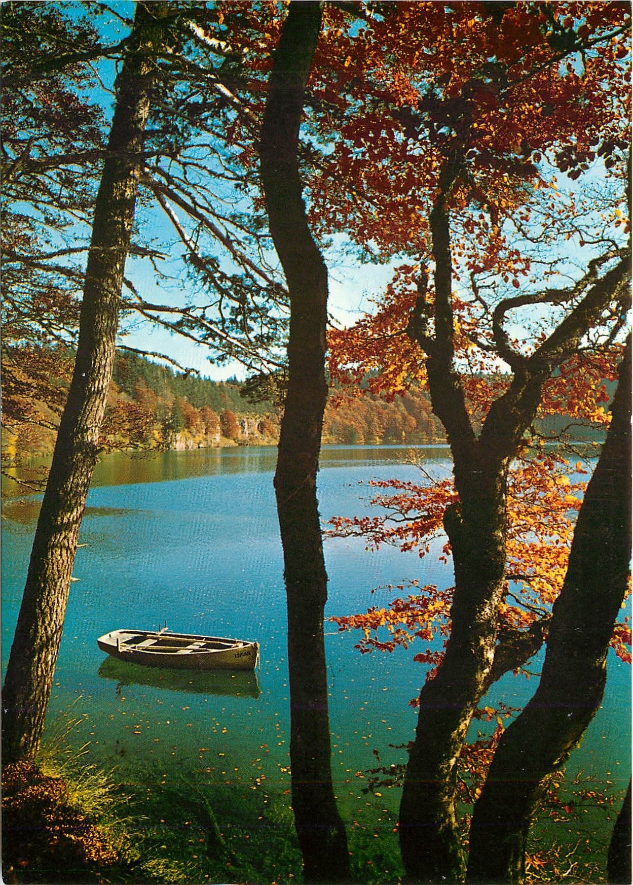 CPM L'Auvernge Touristique Le Lac Pavin en 97 m prof 92 m sup 44 ha) Automne (alt 1197 m prof 92 m s