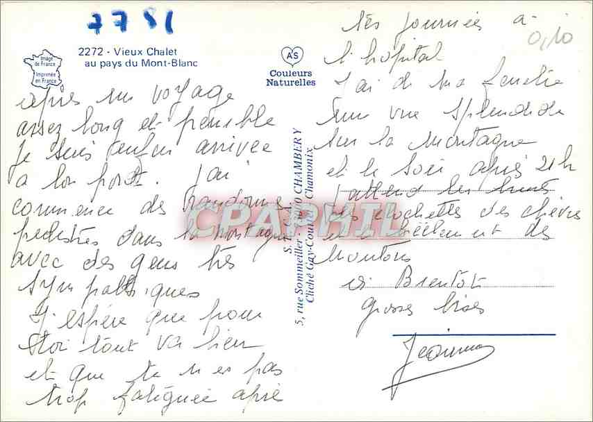 CPM Vieux Chalet au pays du Mont Blanc — Rückseite
