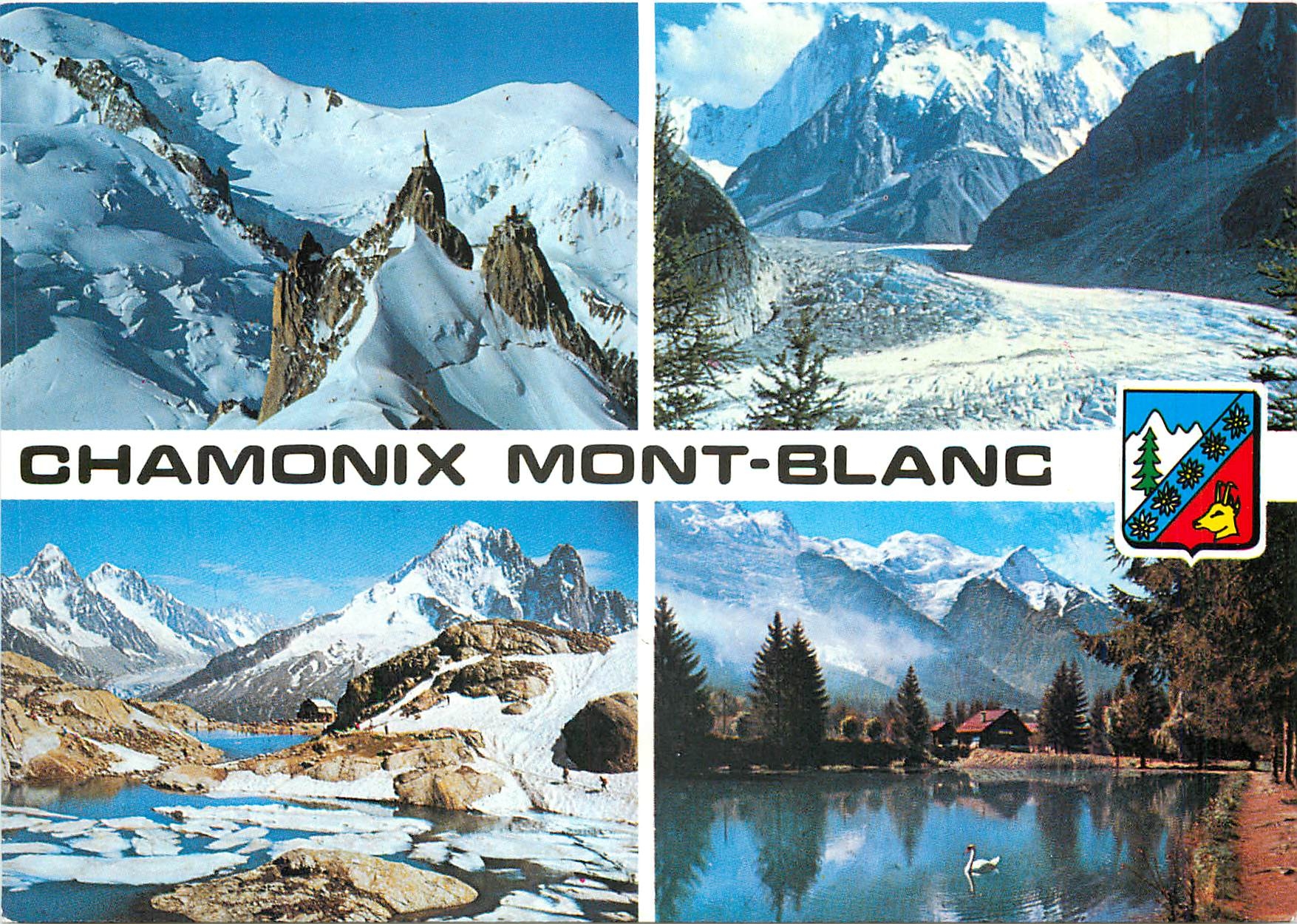 Chamonix Mont-Blanc — vue panoramique des sommets et glaciers — éditeur CPAPHIL, n° 74 V 15