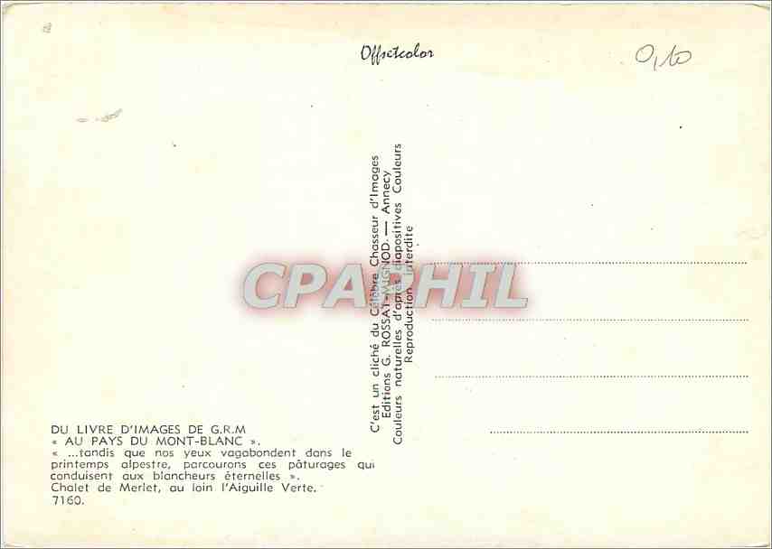 CPM Au pays du Mont Blanc Tandis que nos yeux vagabonfent dans le printems alpestre — Verso