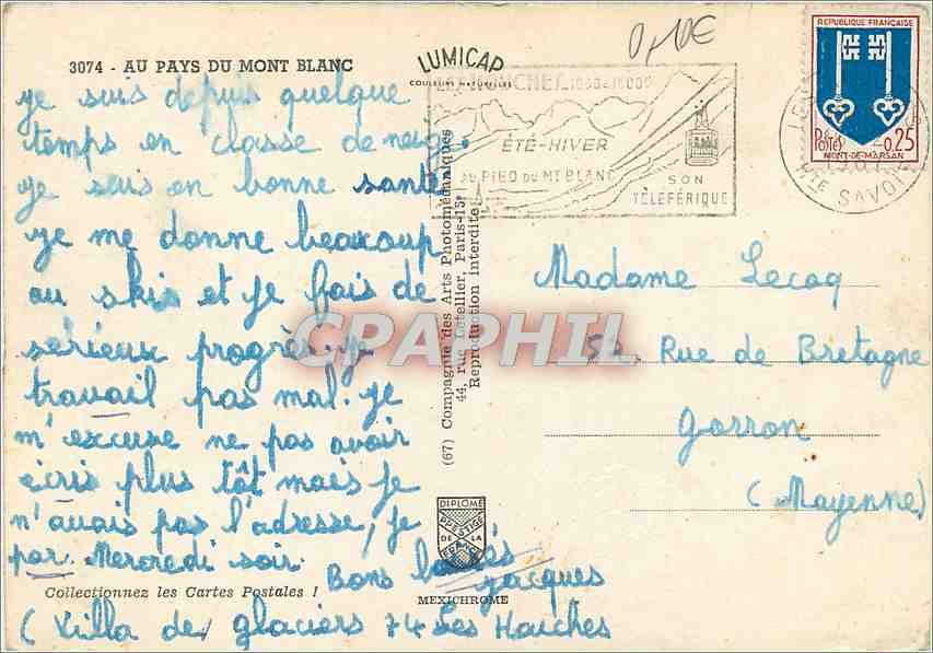 CPM Au pays du Mont Blanc — Verso