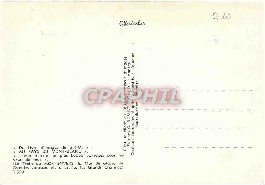 Train du Montenvers — Mont Blanc — Éditions G.R.M. n°7.503 — Reverso