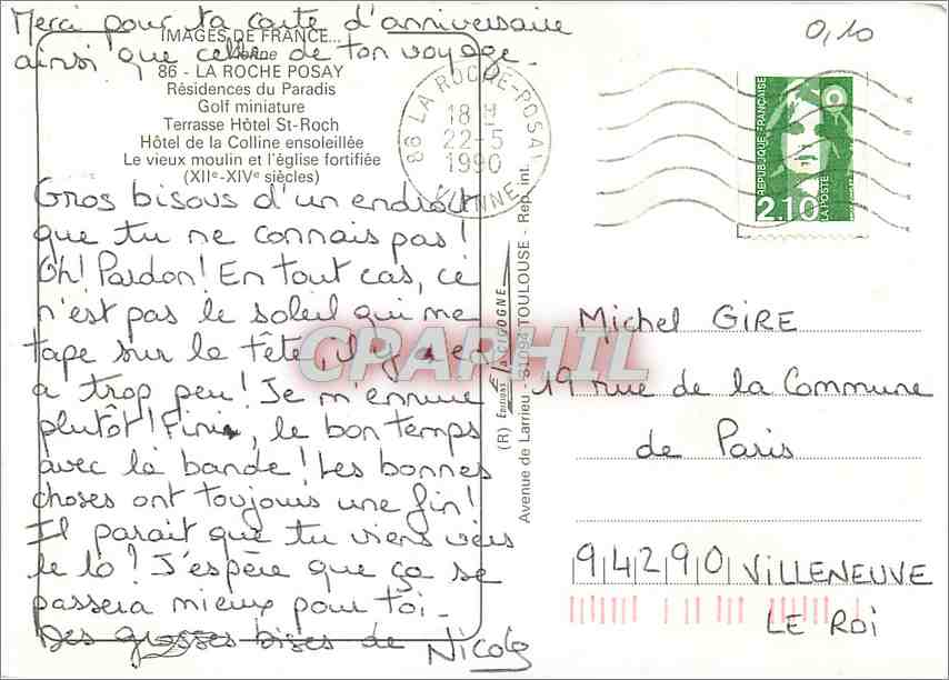CPM La Roche Posay Residence du Paradis Golf miniature — Back