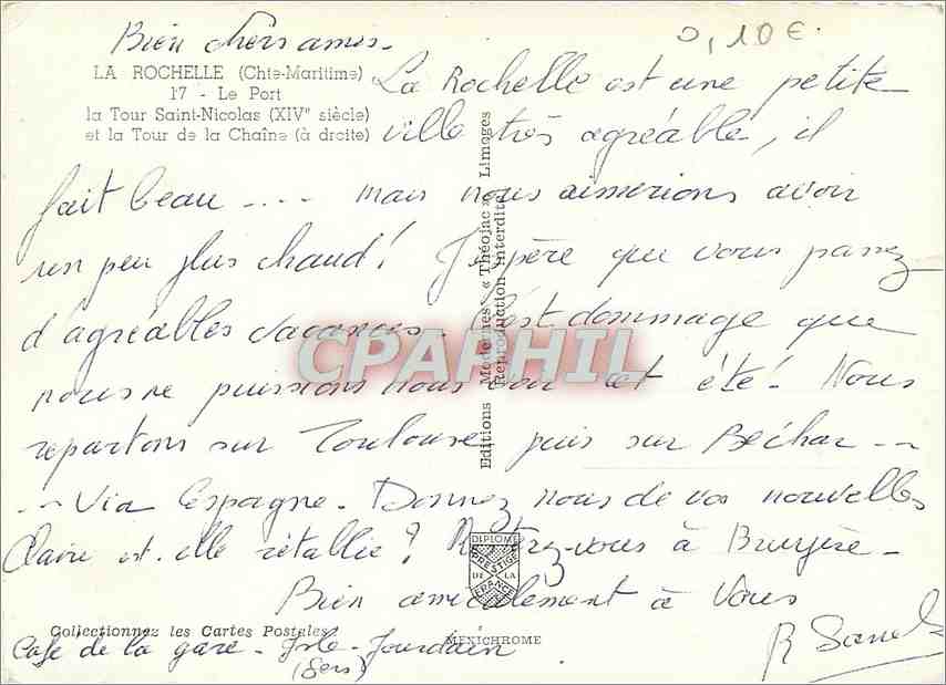 CPM La Rochelle (Chte Mme) Le Port La Tour Saint Nicolas (XIVe s) et la Tour de la Chaine (a droite) — Rückseite