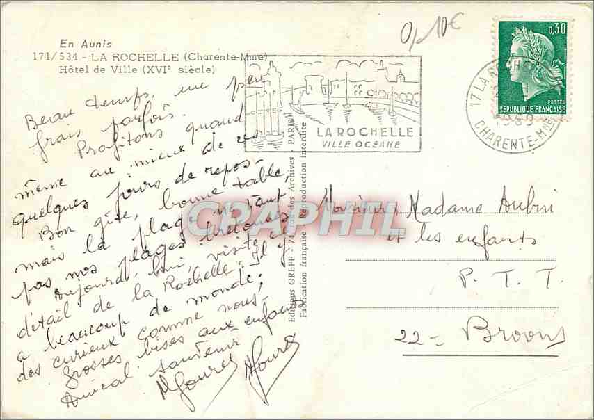 CPM La Rochelle (Chte Mme) Hotel de Ville (XVIe s) — Rückseite