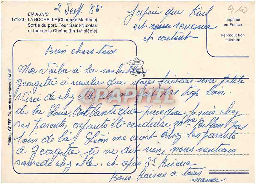 CPM La Rochelle (Chte Mme) Sortie du Port Tour Saint Nicolas et Tour de la chaine — Rückseite