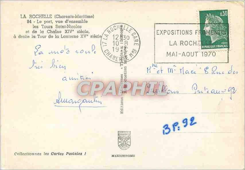 CPM La Rochelle (Chte Mme) Le port vue d'ensemble les Tours Saint Nicolas et de la chaine XIVe s a d — Rückseite