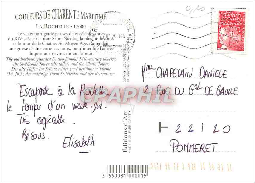 CPM La Rochelle (Chte Mme) Couleurs de Charente Maritime Le vieux port — Rückseite