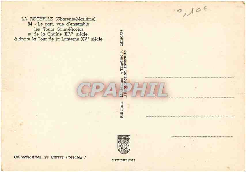 CPM La Rochelle (Chte Mme) Le Port vue d'esemble les Tours Saint Nicolas — Verso