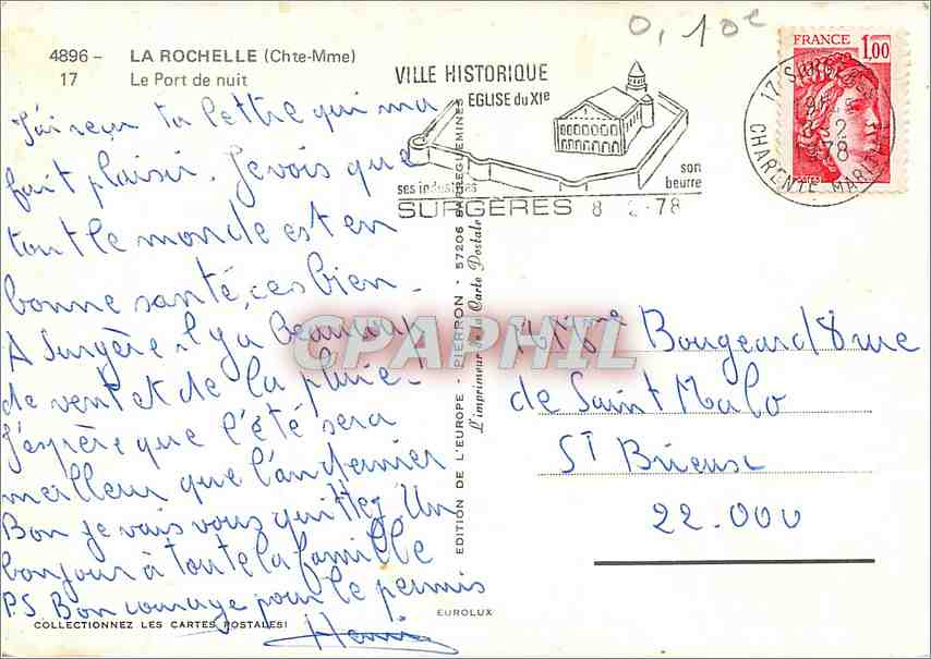 CPM La Rochelle (Chte Mme) Le Port de nuit — Rückseite