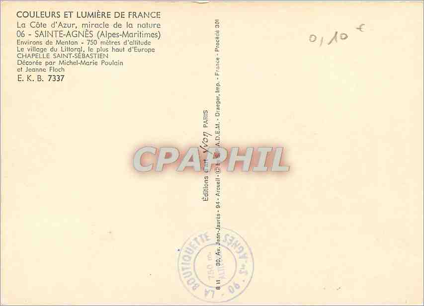 CPM Couleurs et Lumiere de France La Cote d'Azur miracle de la nature Saint Agnes (Alpes Mmes) Envir — Rückseite