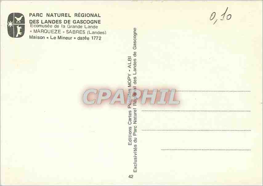 CPM Parc Naturel Regional des Landes de Gasgogne Ecomusee de la Grande Lande Marqueze Sabres (Landes — Rückseite