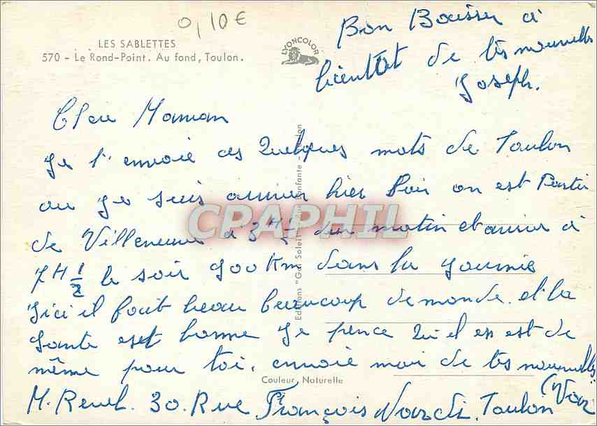 CPM Les Sablettes le Rond Point au fond Toulon — Rückseite