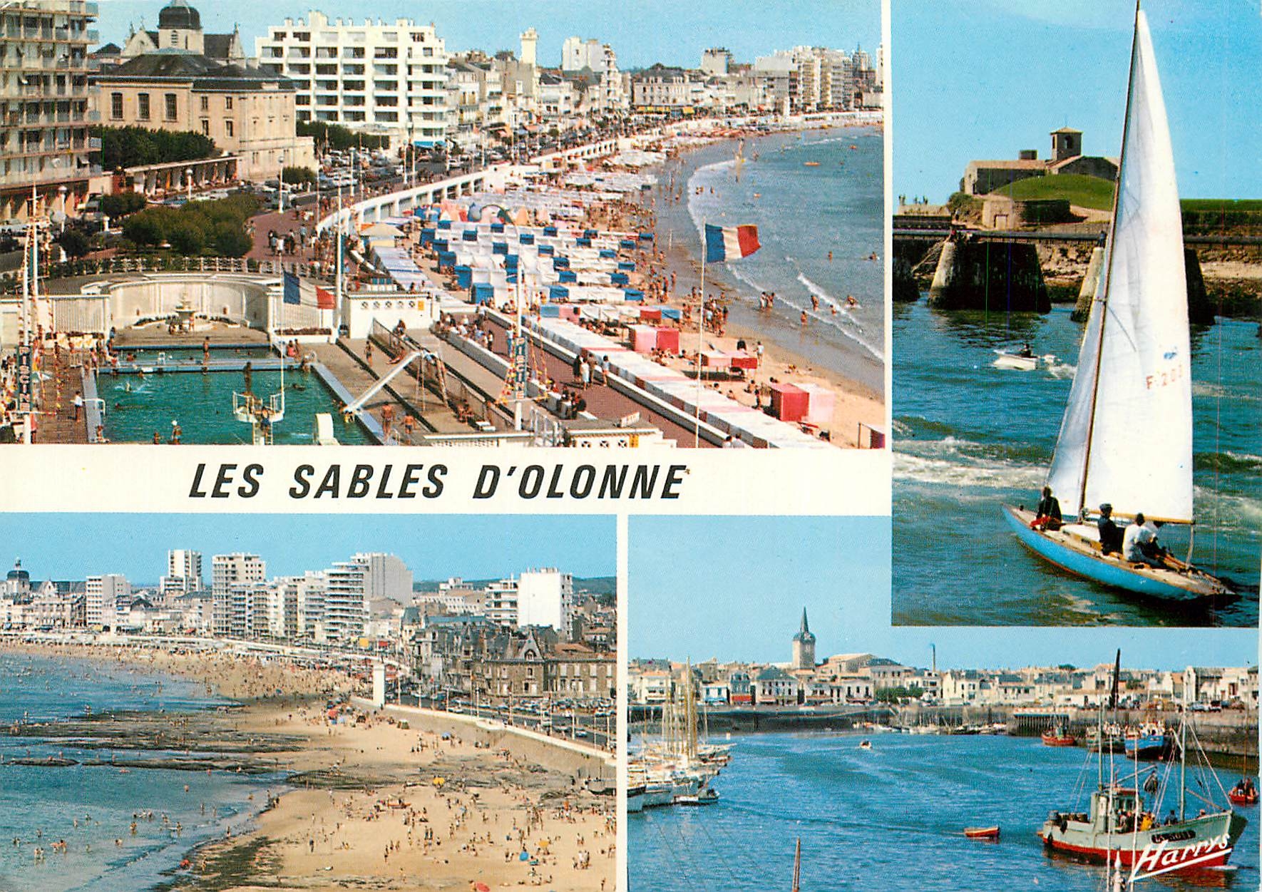 CPM Les Sables d'Olonne (Vendee) le rembalai et la Piscine voilliers devant le Fort St Nicolas