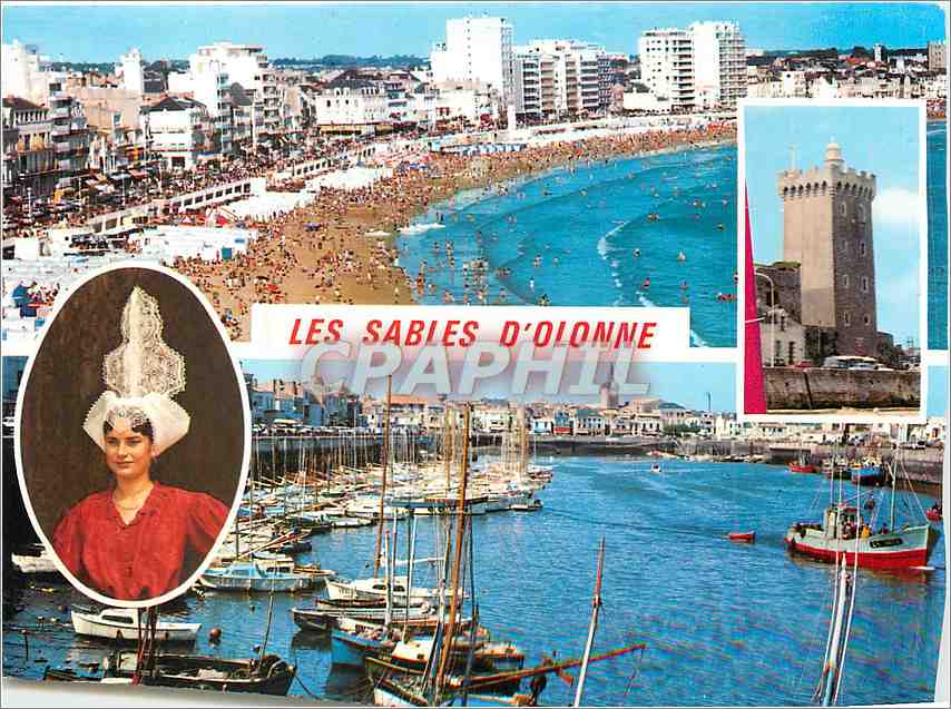 CPM Les Sables d'Olonne (Vendee) Le remblai le Port et la chaume Sablaise Tour d'Arundel