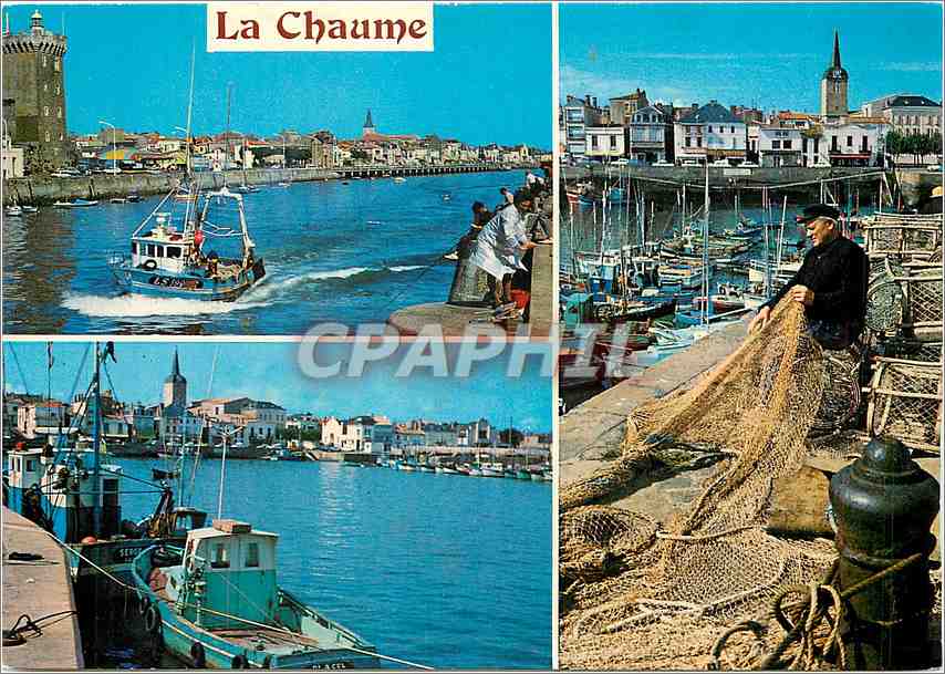 La Chaume — Vue panoramique du port et pêcheurs — Édition de l'Estrocat