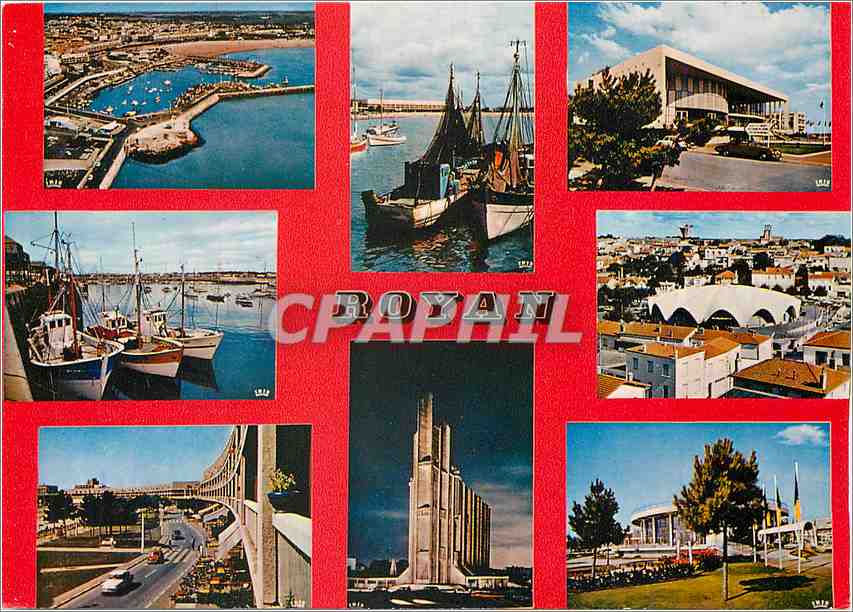 CPM Royan (Chte Mme) Cote de Beaute La plage le port le palais des Congres le marche