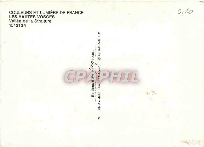 CPM Les Hautes Vosges Vallee de la Straiture — Rückseite