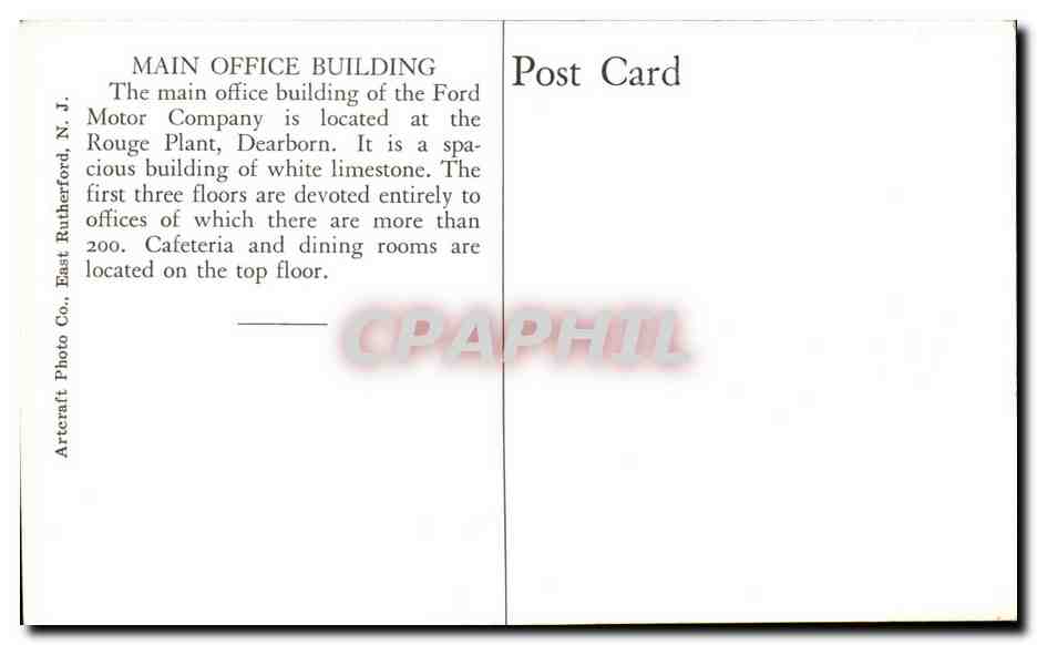 Etats Unis CPA General offices Ford Motor Company Automobile Car Voiture — Rückseite