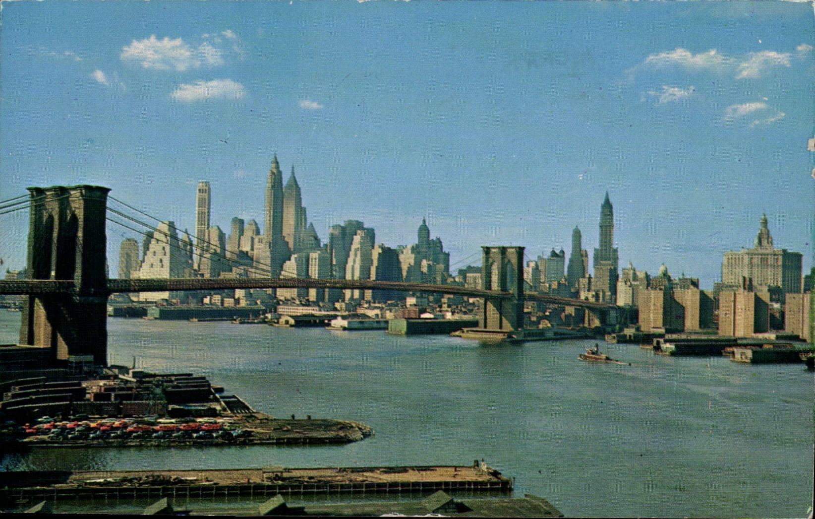 etats Unis CPA Lower Manhattan skyline Showing Brooklyn Bridge