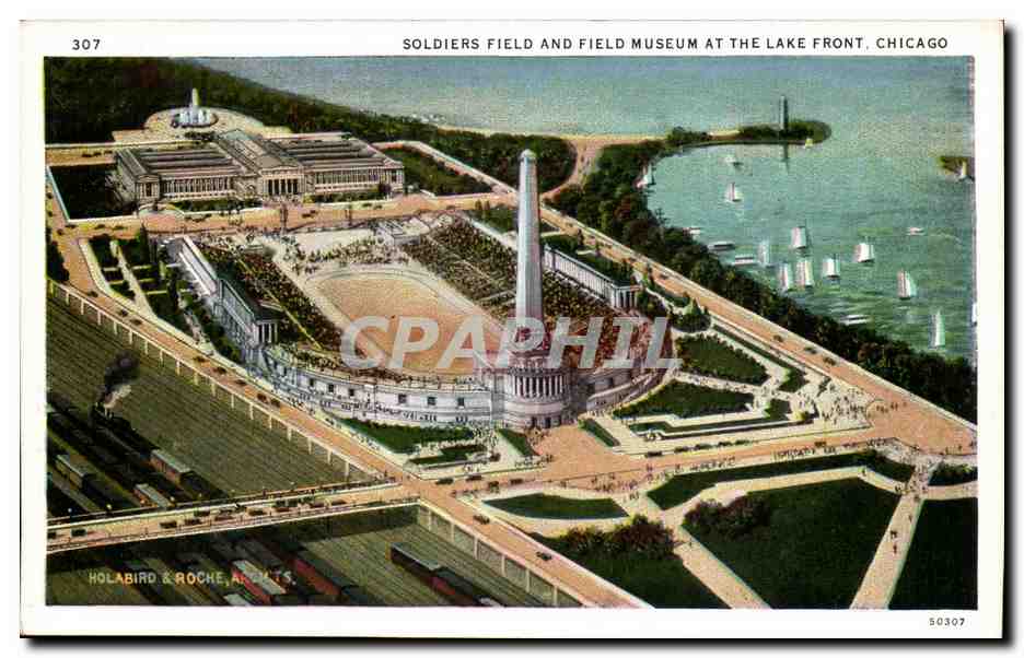 Etats Unis CPA Soldiers Field and Field museum at the lake front Chicago