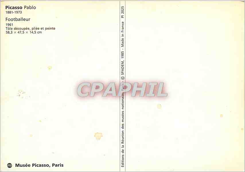 CPM Picasso Pablo Footballeur  — Verso