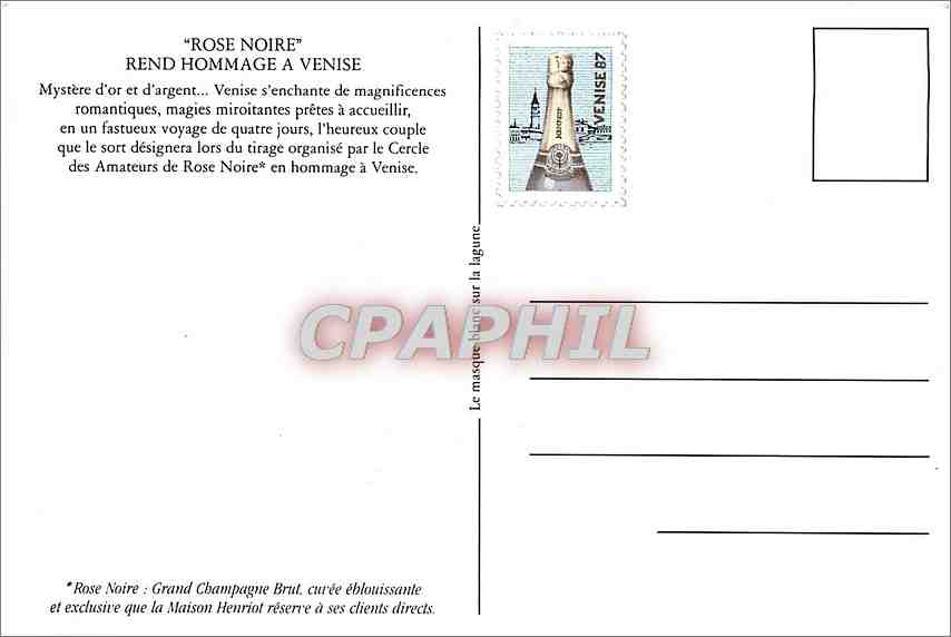 CPM Rose Noire Rend Hommage A Venise  — Verso